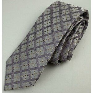 ROBERT TALBOTT Best of Class‎ 100% Silk Necktie Purple Silver Geometric Diamonds